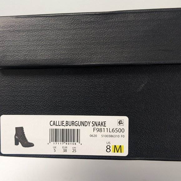 Naturalizer Callie Lace-Up Bootie, Burgundy Snake Leather, Women's - Picture 6 of 6